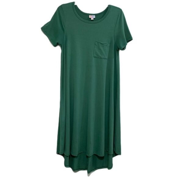LULAROE SIMPLY COMFORTABLE CARLY SHORT SLEEVE T-SHIRT MAXI DRESS XS GREEN. - Picture 1 of 9